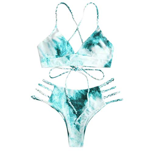 riou Bikini Conjuntos de Bikinis para Mujer Push Up Mujeres Traje de BañO Estampado Bohemio Dividido BañAdores con Relleno Tops y Braguitas Mujer 2019 brasileños vikinis (Rosado-1, M)
