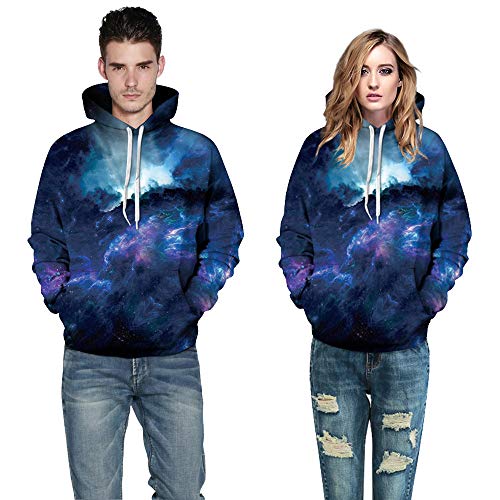 riou Hombre Unisex Sudaderas con Capucha Impreso Arte Suéter Cuello Redondo de Mangas Largas con Varios Estilos Sudadera (Unisexo-b, S/M)
