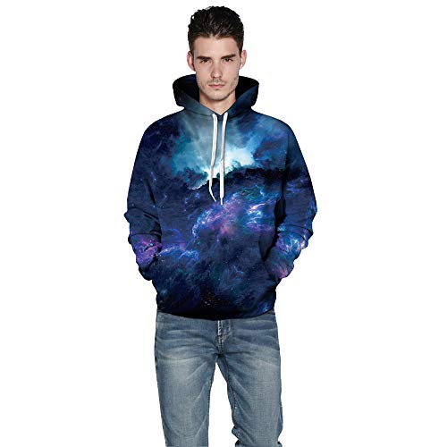 riou Hombre Unisex Sudaderas con Capucha Impreso Arte Suéter Cuello Redondo de Mangas Largas con Varios Estilos Sudadera (Unisexo-b, S/M)