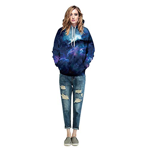 riou Hombre Unisex Sudaderas con Capucha Impreso Arte Suéter Cuello Redondo de Mangas Largas con Varios Estilos Sudadera (Unisexo-b, S/M)