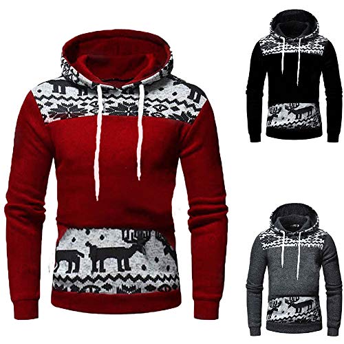 riou ¡Oferta Sudaderas con Capucha para Hombre Cosy Chaqueta Deportiva Sudadera con Cremallera Completa Ecosmart Hoodie Casual Jerséis Top Blouse ¡Caliente! (Navidad-Red, M)