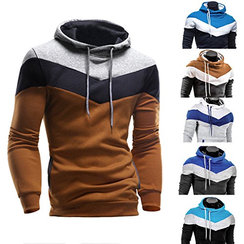 riou Sudadera con Capucha para Hombre Otoño Casual Color Sólido Camiseta de Manga Larga Chaqueta Hoodie Abrigo