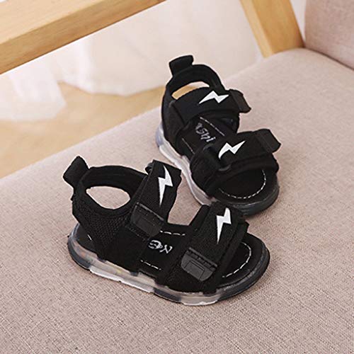 riou Unisex Niños Sandalias Verano relámpago LED luz Deportes Playa Zapatos Sandalias Ligero y cómodo Linda de Dibujos Animados Playa Sandalias Velcro 21-30