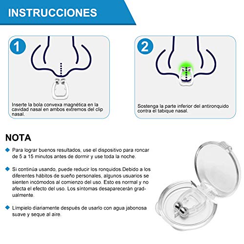 RIRGI antironquidos para dormir Clip Nasal Magnético, Dilatador Nasal para Detener los Ronquidos, Facilitar la Respiración y Dormir Cómodo, 3 Piezas