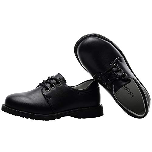 rismart Niño Punta Redonda Zapato Oxford Vestir para Traje Escuela Calzado(Negro,29 EU)