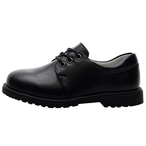 rismart Niño Punta Redonda Zapato Oxford Vestir para Traje Escuela Calzado(Negro,29 EU)