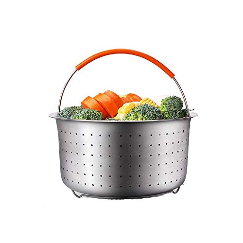 Ritte Cesta de Acero Inoxidable para Arroz, 304 para Cocinar al Vapor a Presión de Arroz, Olla a Presión, Vaporizador Antisalpicaduras, Multifunción, Cesta de Limpieza de Frutas con Mango de Silicona