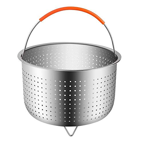 Ritte Cesta de Acero Inoxidable para Arroz, 304 para Cocinar al Vapor a Presión de Arroz, Olla a Presión, Vaporizador Antisalpicaduras, Multifunción, Cesta de Limpieza de Frutas con Mango de Silicona