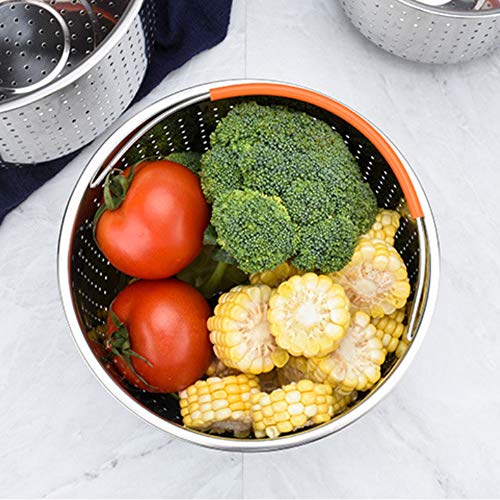 Ritte Cesta de Acero Inoxidable para Arroz, 304 para Cocinar al Vapor a Presión de Arroz, Olla a Presión, Vaporizador Antisalpicaduras, Multifunción, Cesta de Limpieza de Frutas con Mango de Silicona