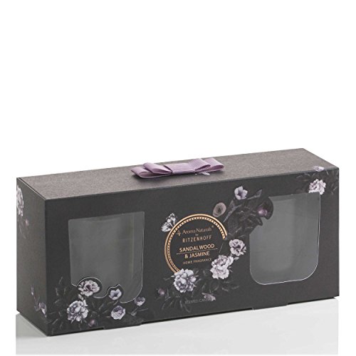 RITZENHOFF Aroma Naturals Noir - Juego de velas (3 unidades, madera de sándalo y jazmín, en caja de regalo)
