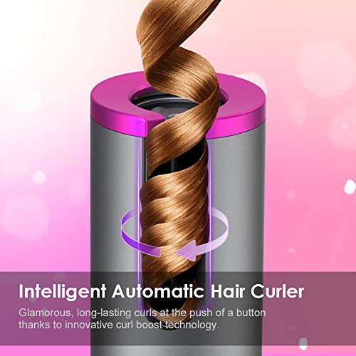 Rizador de Pelo automático inalámbrico, rizador de cabello portátil recargable USB con revestimiento de cerámica y 6 ajustes de temperatura, rizador inteligente con anti-escaldado completo