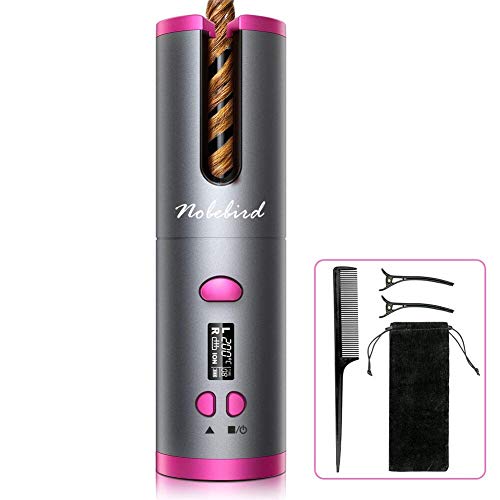 Rizador de Pelo automático inalámbrico, rizador de cabello portátil recargable USB con revestimiento de cerámica y 6 ajustes de temperatura, rizador inteligente con anti-escaldado completo