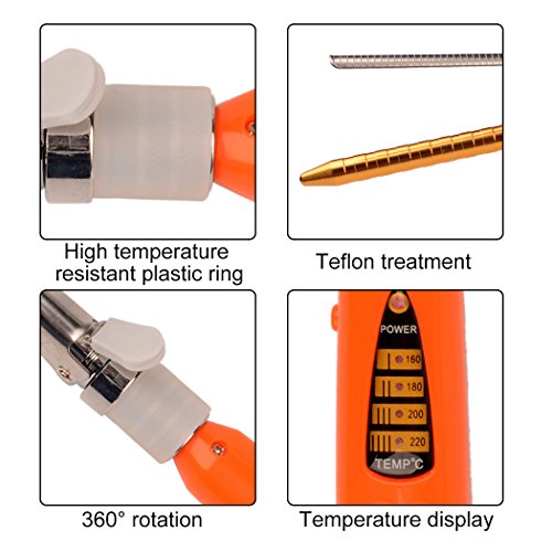 Rizador de Pelo Eléctrica 9mm, Profesional Pelo Aplicable en Seco y en Húmedo con Cable Giratorio 360 °4 Grados de Temperatura Inteligente (160 ℃, 180 ℃, 200 ℃, 220 ℃) de Control (1 pcs)