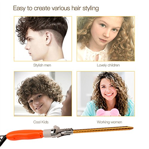 Rizador de Pelo Eléctrica 9mm, Profesional Pelo Aplicable en Seco y en Húmedo con Cable Giratorio 360 °4 Grados de Temperatura Inteligente (160 ℃, 180 ℃, 200 ℃, 220 ℃) de Control (1 pcs)