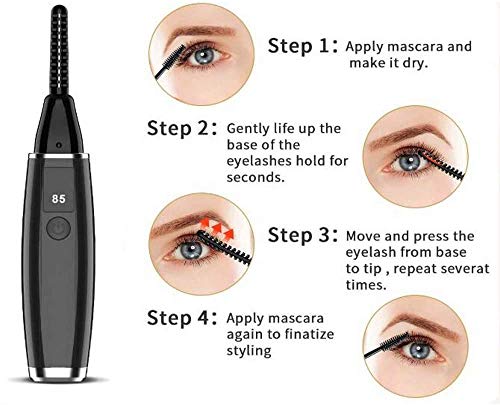 Rizador de Pestañas, Rizador de Pestañas Termico, Rizador de Pestañas Electrico, Display LCD para Control Digital de Temperatura Calentamiento rápido y Long Lasting, Portatil Herramienta (rojo)