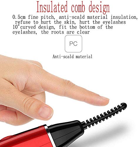 Rizador de Pestañas, Rizador de Pestañas Termico, Rizador de Pestañas Electrico, Display LCD para Control Digital de Temperatura Calentamiento rápido y Long Lasting, Portatil Herramienta (rojo)