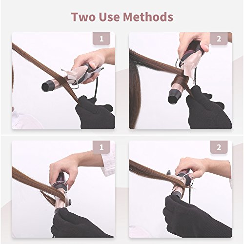 Rizador Pelo Profesional Tenacillas Pelo Onduladores de Pelo 25mm Sistema de Calentamiento Cerámico Hasta 210º C, Cable Giratorio con Guante Protector y 5 Pinzas de ELEHOT