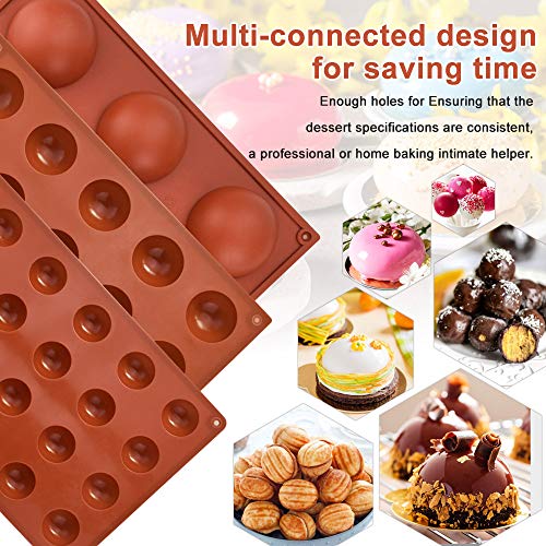 RMENOOR 3 Pcs Moldes de Silicona Semiesfera Seguro sin BPA Moldes de Silicona Bola para Horno de 3 Tamaños Moldes Chocolate Silicona Ideal para Hacer Chocolate, Tarta, Gelatina, Pudín, Muffin, Jabón