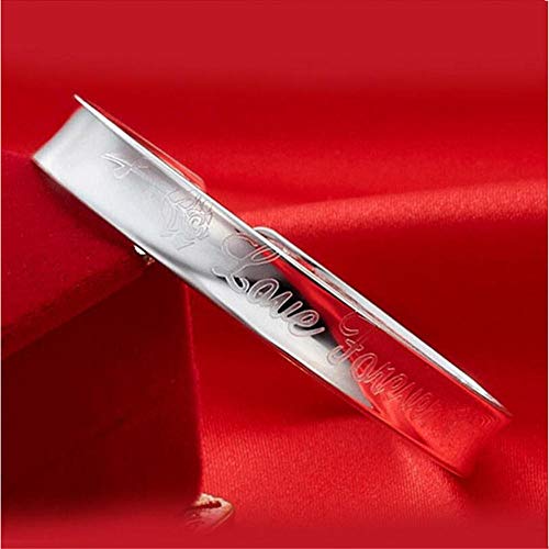 Roapk Pulseras De Plata De Ley Mujer 925 Simple Love Forever Rose Flower Brazaletesde Moda Personalidad Diferenciar Boda Amor