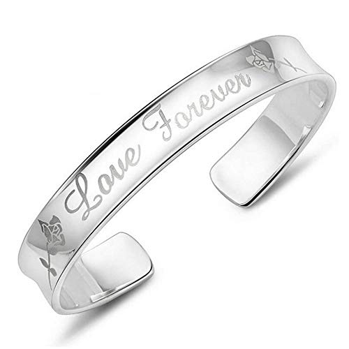Roapk Pulseras De Plata De Ley Mujer 925 Simple Love Forever Rose Flower Brazaletesde Moda Personalidad Diferenciar Boda Amor
