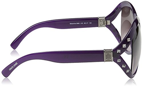 Roberto Cavalli - Gafas de sol Wayfarer RC598S para mujer, Transparent Violet & Ruthium Frame / Dark Violet radient