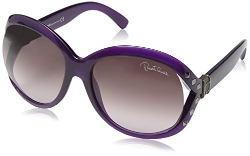 Roberto Cavalli - Gafas de sol Wayfarer RC598S para mujer, Transparent Violet & Ruthium Frame / Dark Violet radient