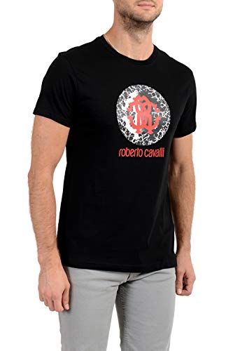 Roberto Cavalli HSH01T - Camiseta de manga corta para hombre, color negro, talla S