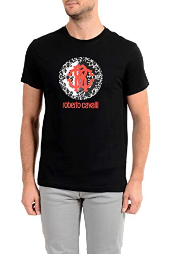 Roberto Cavalli HSH01T - Camiseta de manga corta para hombre, color negro, talla S