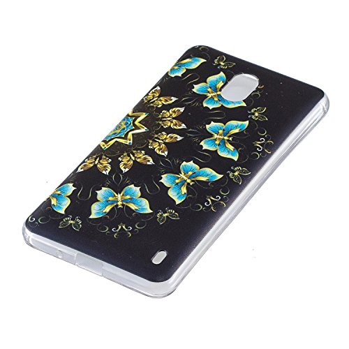 Robinsoni Funda Compatible con Nokia 2 Brillo Suave Silicona TPU Gel Goma Funda con Flexible Ultra Suave Transparente Caja Ultra Delgada Carcasa Bumper Protective Shell, Mariposas