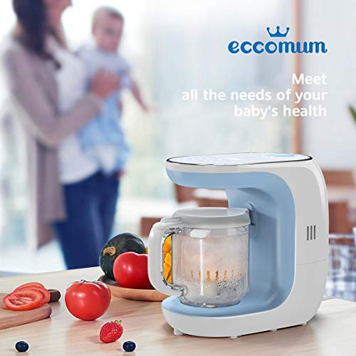 Robots de Cocina Eccomum Cocina al Vapor Procesador de Alimentos para Bebés Multifunción, Cuece al Vapor, Mezcla, Descongela y Calienta, LCD Panel de Control Táctil, Apagado Automático