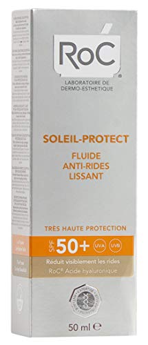 RoC - Soleil-Protect Fluido suavizante antiarrugas SPF 50 + - Reduce las arrugas - Mejora y protege la piel - Protector solar - 50 ml