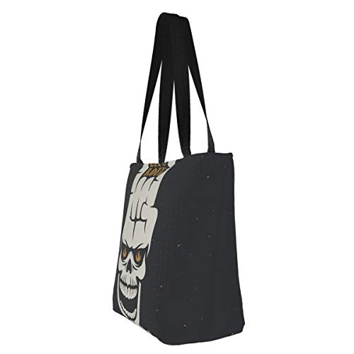 Rock Roll Sign Women'S - Canvas Shoulder Bag Hobo Crossbody Handbag Casual Tote, Rosa (Rock Music With Skull), Talla única