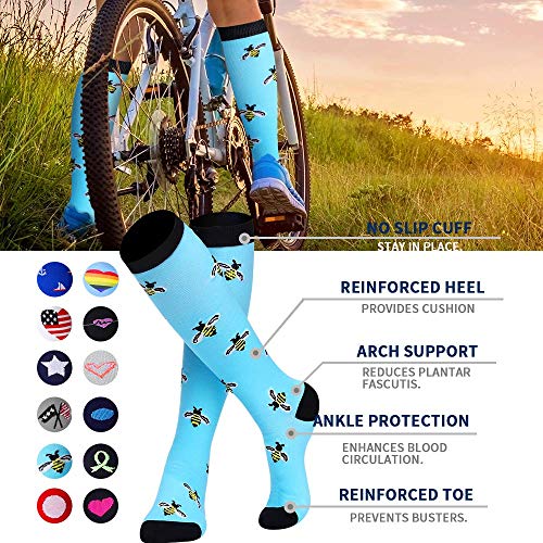 Rodilla Alta Calcetines y Medias de Compresión para Hombres y Mujeres 20-30 mmHg for Ejercicio,Correr,Enfermeras,Médico,Embarazo,Maternidad,Viajes,Vuelo,Aumenta la Resistencia,Reduce la Fatiga