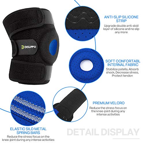 Rodilleras Deportivas Equipo de Protección Transpirable Apoyo de la Rodilla para Hombres y Mujeres, 3 Tiras de Velcro Elásticas Ajustables, Antideslizante Soporte de Rodilla (Una rodillera)