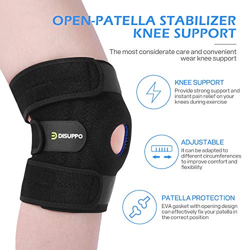 Rodilleras Deportivas Equipo de Protección Transpirable Apoyo de la Rodilla para Hombres y Mujeres, 3 Tiras de Velcro Elásticas Ajustables, Antideslizante Soporte de Rodilla (Una rodillera)