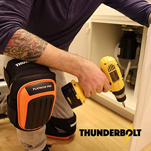 Rodilleras profesionales de Thunderbolt para trabajo, construcción, jardinería con un cómodo cojín de gel y fuertes correas antideslizantes