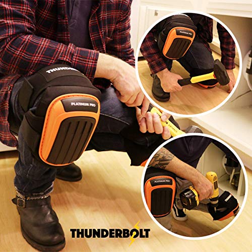Rodilleras profesionales de Thunderbolt para trabajo, construcción, jardinería con un cómodo cojín de gel y fuertes correas antideslizantes