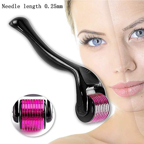 Rodillo de Cuero,540 Micro Agujas de Titanio, Rodillo de Aguja Facial para el Cuidado de la piel de uso Doméstico, uso en Arrugas, Estrías, Acné, Eliminación de Cicatrices (0.25 mm)