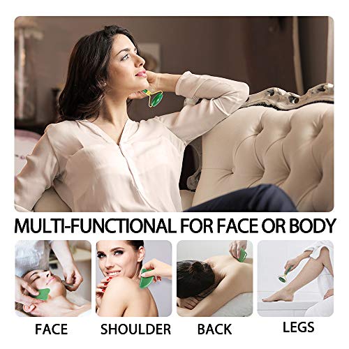 Rodillo De Jade, Terresa Facial Masaje Piedra Gua Sha Jade, Anti Aging Belleza Natural Dispositivo Herramienta, Masajeador Roller Tools, rejuvenece la piel de la cara y el cuello,piel que aprieta