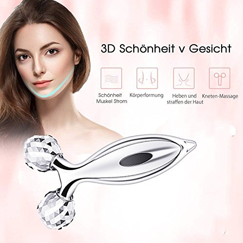 Rodillo facial Vicstar - masajeador facial contra marcas elásticas, embarazo, enfriamiento y refrescante masaje con asa - Rodillo masajeador de cara para cara, cuerpo, pecho, espalda, brazos