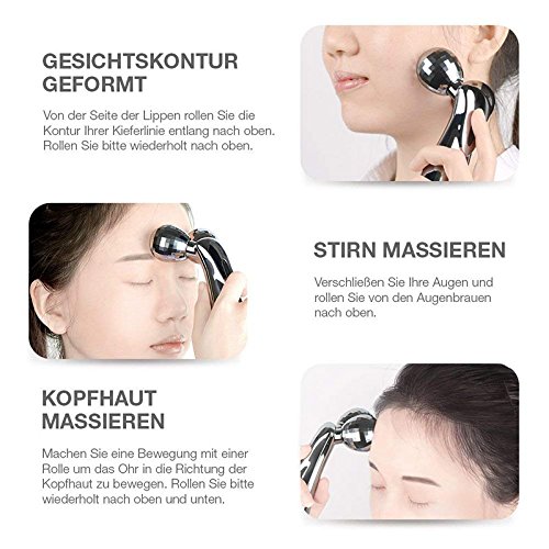 Rodillo facial Vicstar - masajeador facial contra marcas elásticas, embarazo, enfriamiento y refrescante masaje con asa - Rodillo masajeador de cara para cara, cuerpo, pecho, espalda, brazos