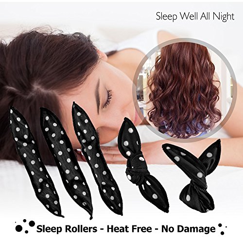 rodillos para el cabello, MS.DEAR Flexible Rizadores de Pelo de Espuma, 30 piezas Suaves Almohada de Sueño, Herramientas de Estilismo DIY- Negro