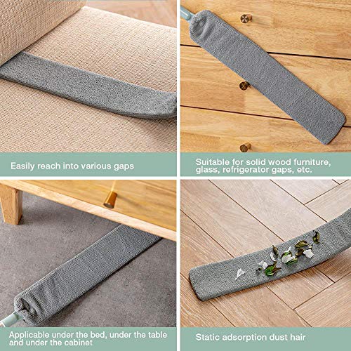 Roebii Cepillo Plano Largo y Flexible, Cabezal Plano Cepillo de Limpieza no Tejido Plumero Extensible de Microfibra con Barra de extensión, para sofá, electrodomésticos, Borde Inferior de Repuesto