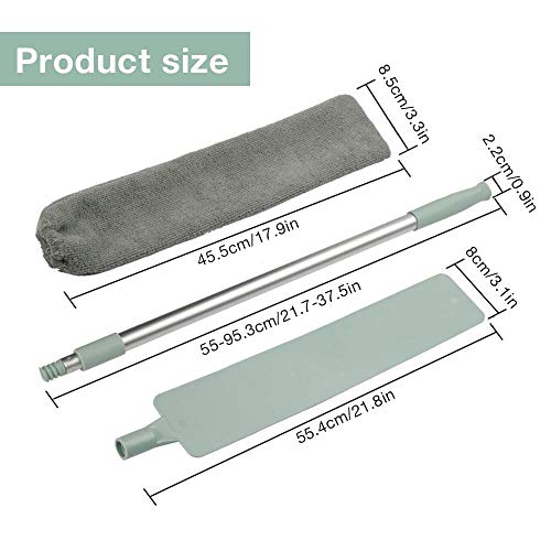 Roebii Cepillo Plano Largo y Flexible, Cabezal Plano Cepillo de Limpieza no Tejido Plumero Extensible de Microfibra con Barra de extensión, para sofá, electrodomésticos, Borde Inferior de Repuesto