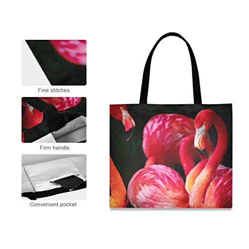 Rojo Fuego Flamenco Ganso Bolsa de Mano de Compra Reutilizable Portátil Bolsa al Hombro ecológica para viajes Mujeres Niñas