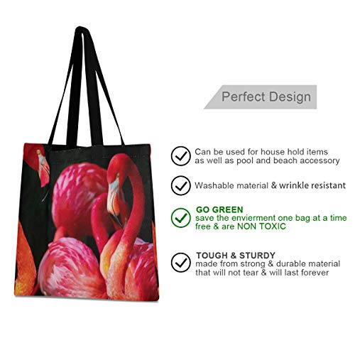 Rojo Fuego Flamenco Ganso Bolsa de Mano de Compra Reutilizable Portátil Bolsa al Hombro ecológica para viajes Mujeres Niñas