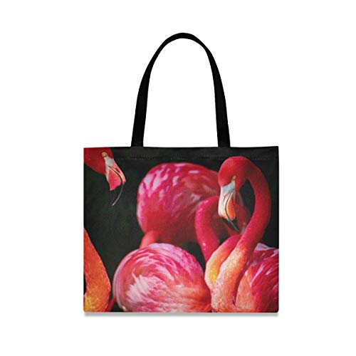 Rojo Fuego Flamenco Ganso Bolsa de Mano de Compra Reutilizable Portátil Bolsa al Hombro ecológica para viajes Mujeres Niñas