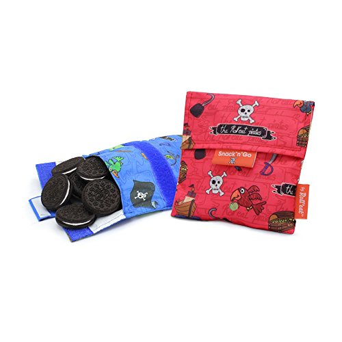 Roll'eat - Snack'n'Go Kids Bolsa Merienda Porta Sandwich Ecológica y Reutilizable sin BPA, Piratas Rojo