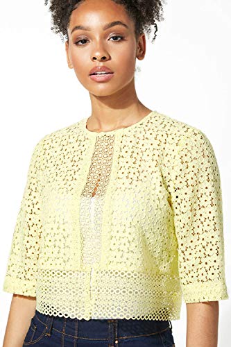 Roman Originals - Chaqueta de encaje floral para mujer, para ocasiones especiales e informales, bodas, invitados, madres de la novia, para el día de la carrera Azul Limón. 48