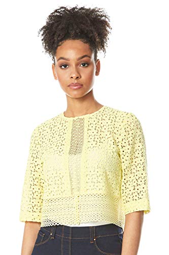 Roman Originals - Chaqueta de encaje floral para mujer, para ocasiones especiales e informales, bodas, invitados, madres de la novia, para el día de la carrera Azul Limón. 48